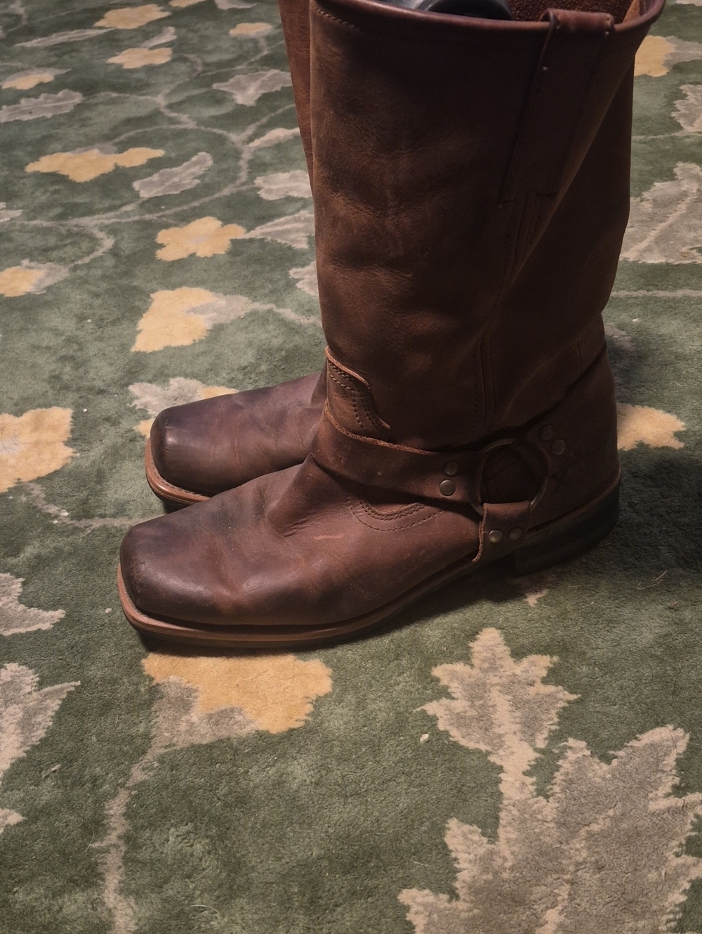 Men's Brown Leather Harness Western Boots